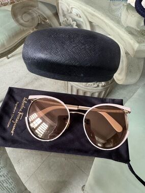Salvatore Ferragamo Pink and Brown Round Sunglasses